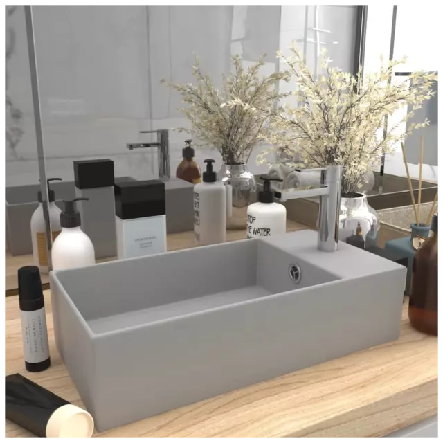Ceramic Light Grey Bathroom Sink 480 x 250 x 150 mm - Contemporary Home Decor
