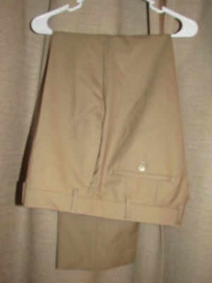 RALPH LAUREN Mens 36 X 30 Tan Wool Dress Pants Total Comfort Flat Front Ltweight