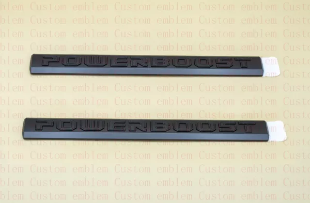 2 x POWERBOOST Latter Emblem Left Door Matte Black 10x1 inches 2019-2023 F-150