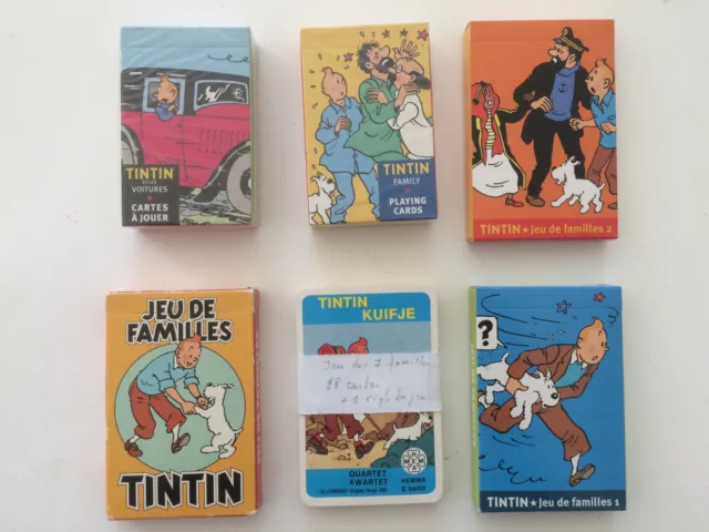 tintin - kuifje - jeux de cartes classiques ou 7 familles - neufs à TBE