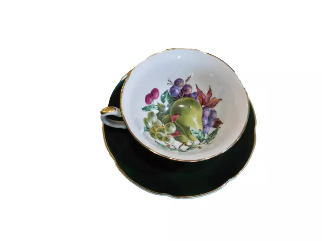 Royal Grafton fine bone china England fruit dark green cup and saucer 3