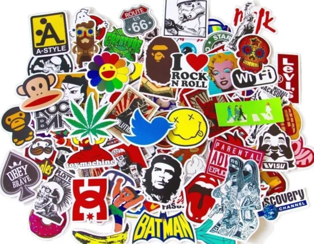 Sticker Autocollant pour Moto Velo Skateboard Bagage Voiture Casque PC Lot 50