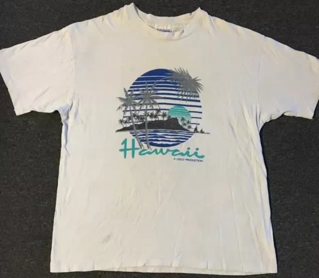 Vtg 80s Hawaii Faded Shirt M L USA Beach Surf Skate Grunge Vaporwave OP TC 90s
