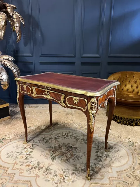 Bureau De Dame D’époque Napoléon III En Marqueterie Et Bronze Doré