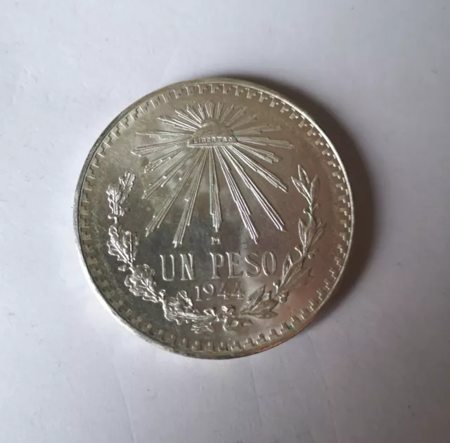 SILBERMÜNZE MEXIKO 1 PESO 1944, MEXICO UN PESO 720er SILBER