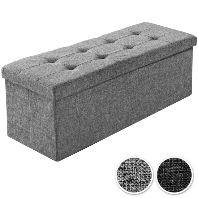 Tabouret pliant banc pouf dé pliable coffre siège de rangement boîte 110x38x38cm