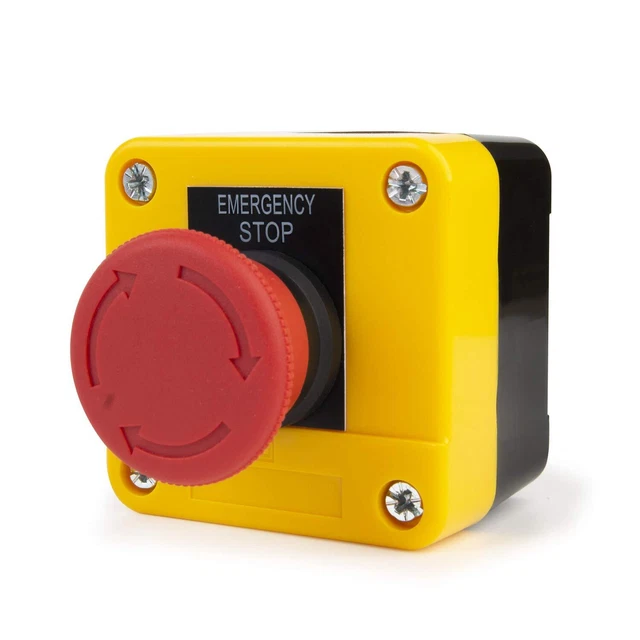 Bouton D'arrêt D'urgence 660V 10A - Interrupteur Champignon Rouge 22mm NC - Sécurité Machine