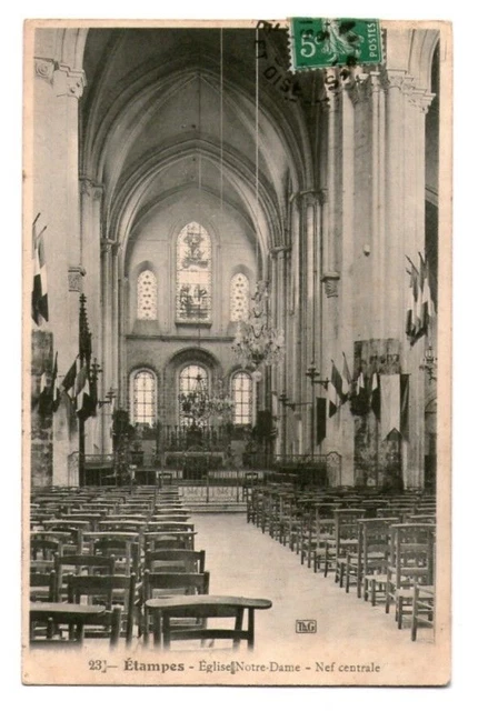 91-09 cpa Etampes - interieur eglise N.D.