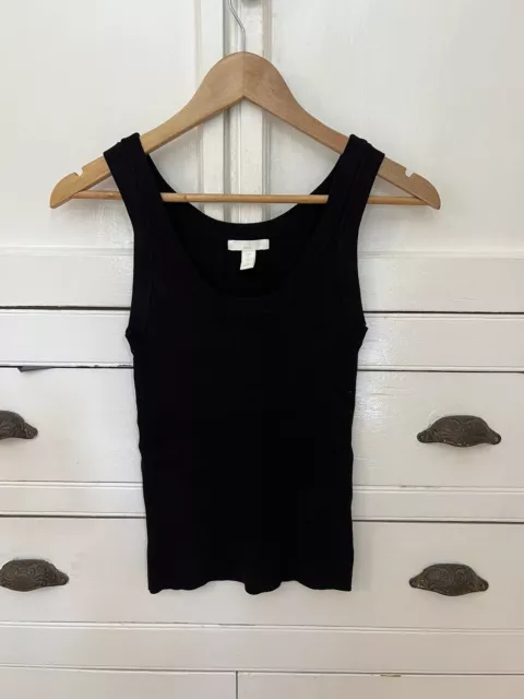 H&M Black Ribbed Knit Vest Top (Size S) (P112)