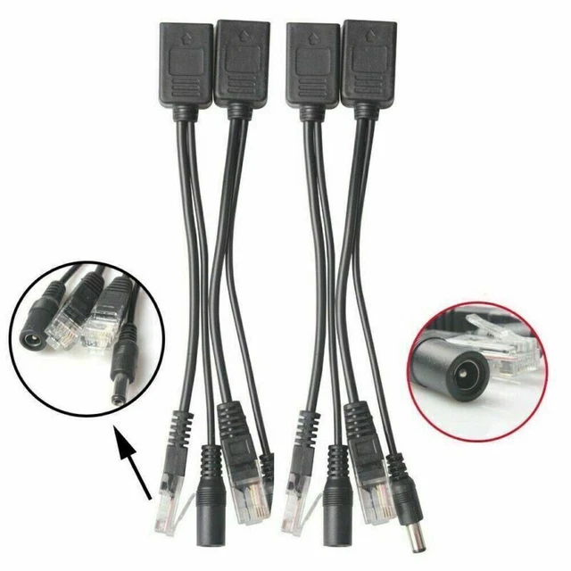 Adattatore cavo divisore iniettore passivo poe nero impermeabile - alimentazione 12 V su Adattatore cavo divisore iniettore passivo poe nero impermeabile - alimentazione 12 V su