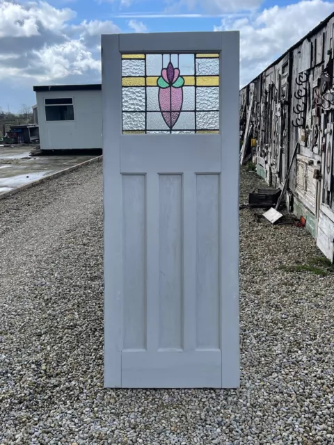 XSG 07 (29 3/4 X 77) Fully Restored 1930’s Period Stained Glass Front Door