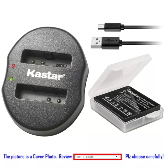 Kastar Battery Dual USB Charger for Ricoh DB-60 DB-65 Ricoh GR G600 G700 G700SE