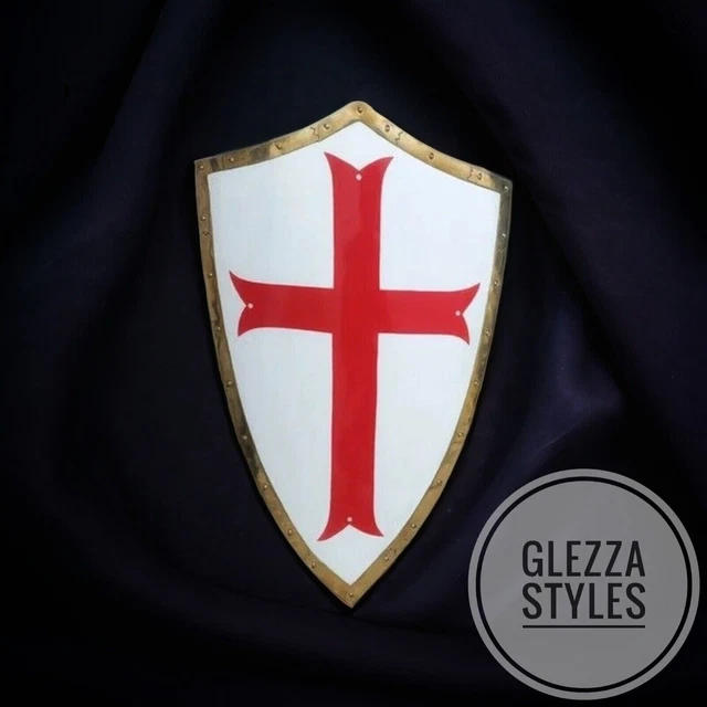 Medieval Hand Forged steel Red Templar Armour Shield Crusader Larp Battle Gift