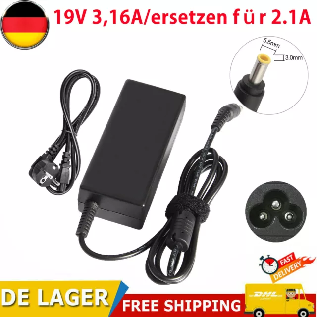 60W 19V 3,16A Netzteil Notebook Ladegerät Für Samsung NP-RV510 RV720 N110 Laptop