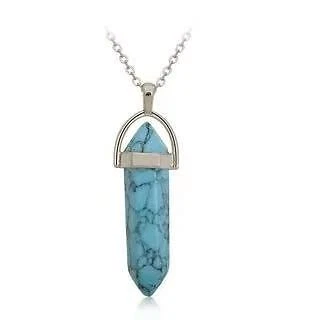 Crystal Necklace Gemstone Pendant Natural Chakra Stone Energy Healing with Chain