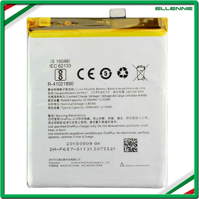✅Batteria Per Oneplus 1+ Blp657 Per One Plus 6 3300Mah Ricambio Nuova ✅