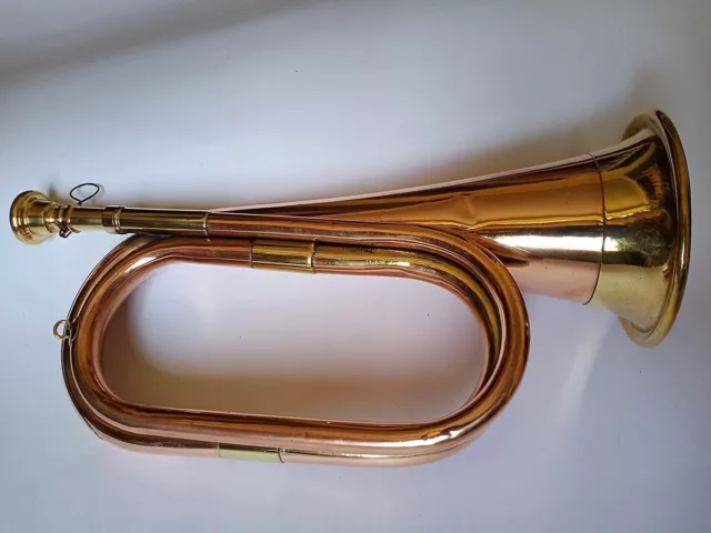Bugle Brass & Copper Blowing Bugle Musical Instrument With Hard Case & M/P 3