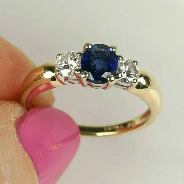 3Ct Round Lab Created Sapphire 3 Stone  Engagement Ring 14K Yellow Gold Plated