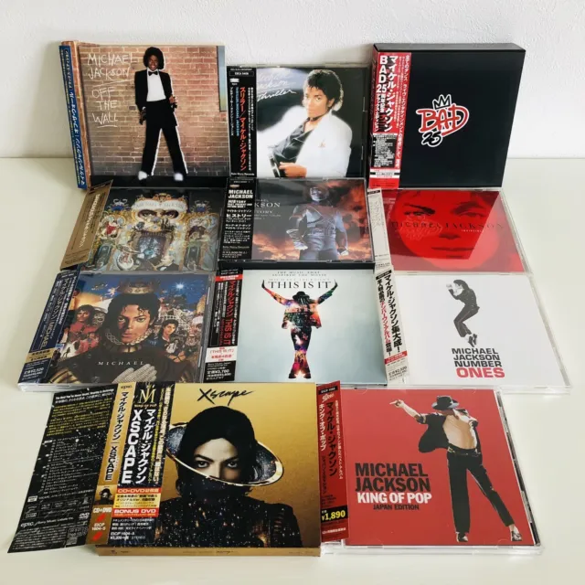 Michael Jackson CD Off The Wall Thriller Bad Dangerous History conjunto de 11 CDs Obi