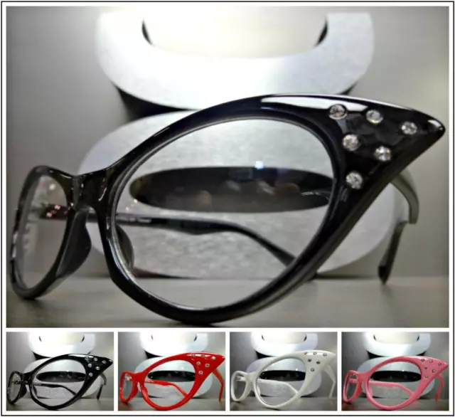 Neuf Classique Vintage Rétro 50s Chat Eye Style Transparent Verres Lunettes Mode