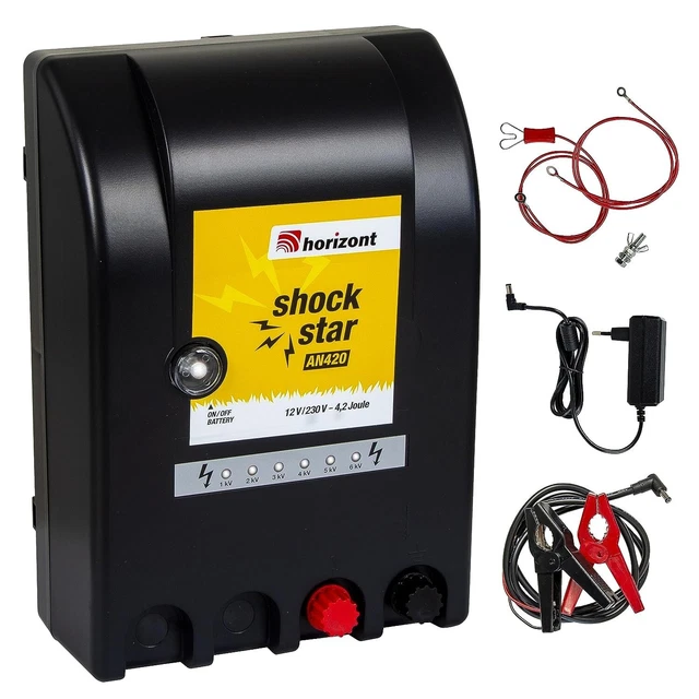 horizont Weidezaungerät 12V / 230V shockstar AN420 - Kombigerät - für 25km Zaun