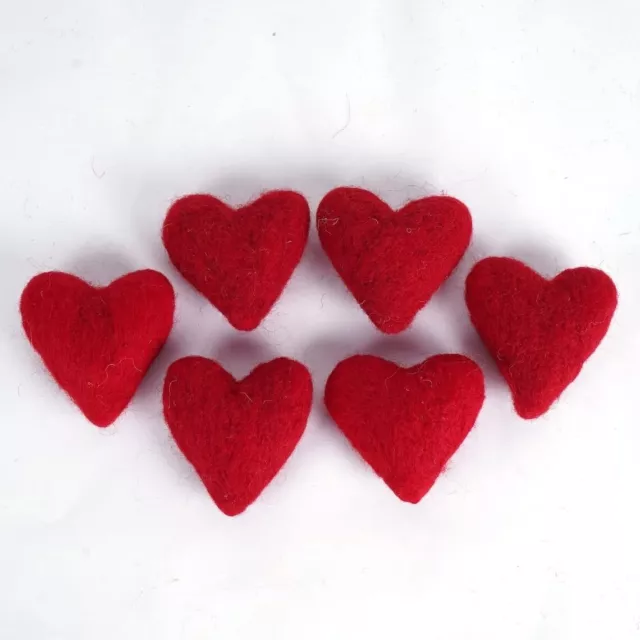 Pure Red Valentines Wool Felt Heart approx 3 inches in size,12 Pcs garland