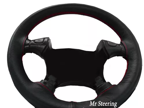 Fits Renault Magnum Truck 97-08 Black Leather Steering Wheel Cover Red Stitching