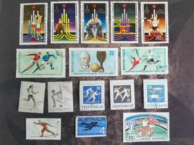 Set of sports postage stamps. Socialist countries.