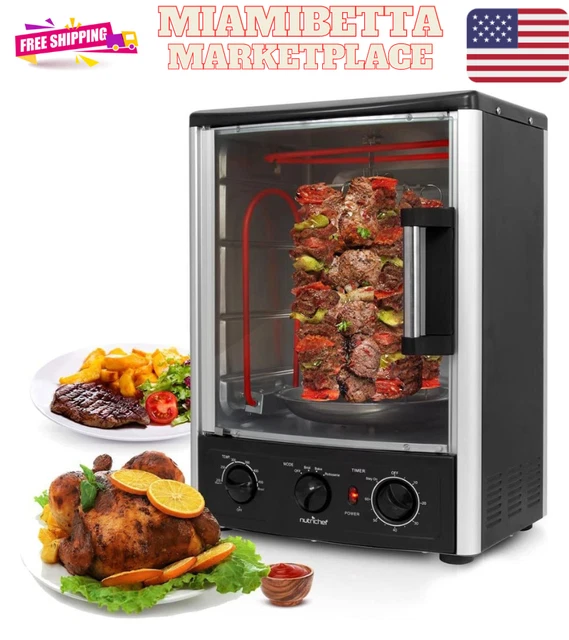 PKRT97 Kitchen Countertop Rotisserie Toaster Oven Cooker w/ Rack & Pan New