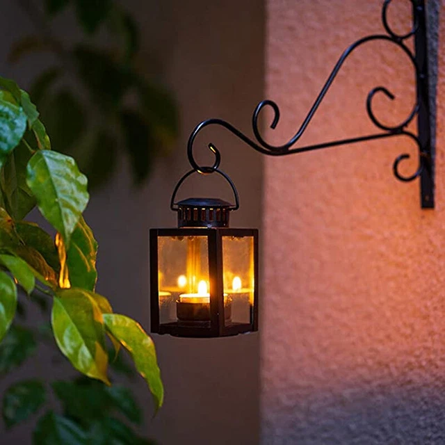 Candela Arredamento Casa Ferro Battuto Candeliere Vetro Lanterna Lampada Dec-H7