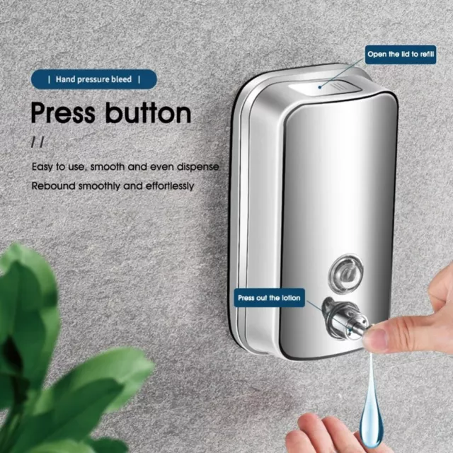 500ml Stainless Steel Soap Dispenser Liquid Shampoo Lotion Pump Wall Mounted