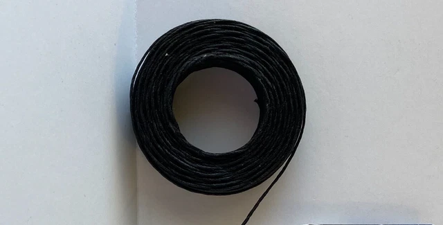 Waxed LINEN lacing 5-cord rug braiding weaving twine ~ black ~ 25yd