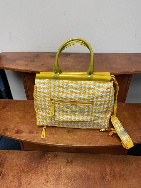 New Samantha Brown Houndstooth 4 Piece Set Yellow / White Color Spinner 10