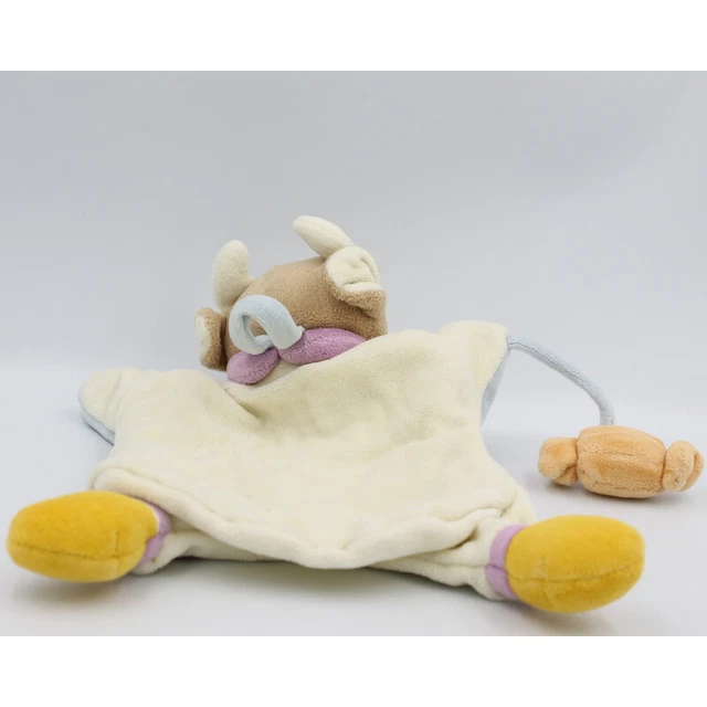 Doudou plat marionnette vache blanc rose avec bonbons DOUDOU ET COMPAGNIE - 7320 2