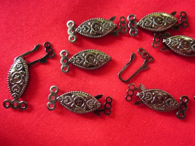 10 Oval Gunmetal Plated Brass Fishhook Clasps 20mm x 9mm #2900 Aus Seller