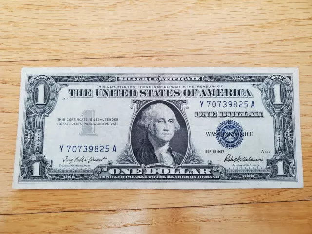One Dollar Bill Silver Certificate Blue Seal Series 1957B