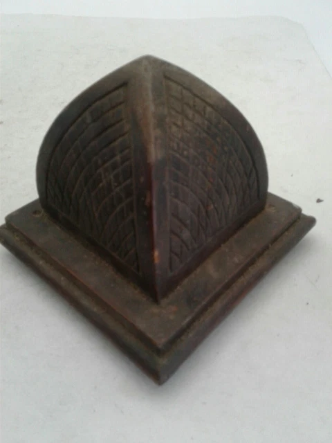 Large Antique Newel Post Finial Hardwood Ornate Victorian Architecture Salvage