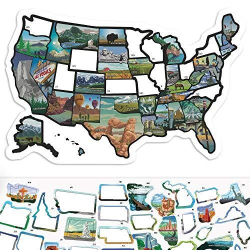 RV State Sticker Travel Map - 11" x 17" - USA States Visited Decal - United Stat
