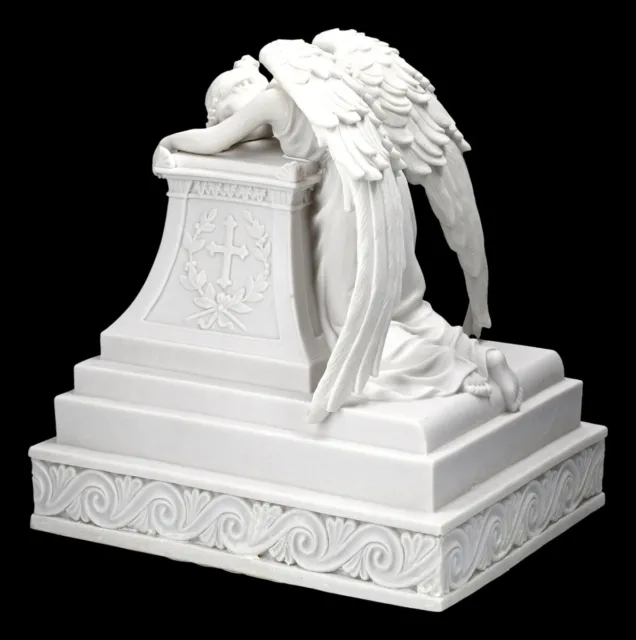 Tier Urne weiß - Trauernder Grabengel | Bestattung Engel Fantasy 3