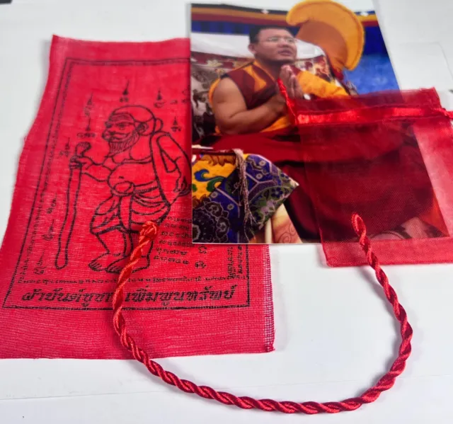 1 x SAI SIN Sacred RED CORD BUDDHA BRACELET blessed Buddhist Monk Luck PHA YANT.