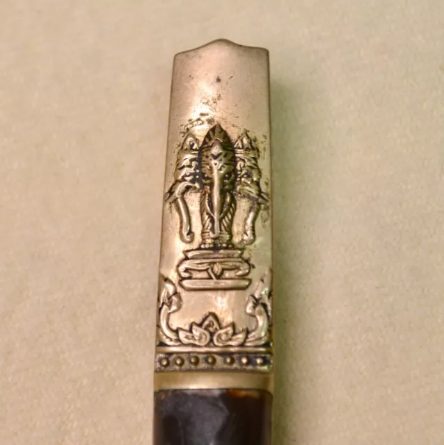 Vintage Thailand Brass & Lucite Letter Opener Embossed Elephant 6.5 Inches