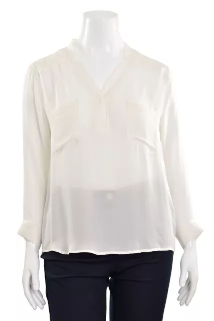 *SALE!* Love Token Soft White Semi-Sheer 100% Silk Tunic Blouse Shirt Top size M 2