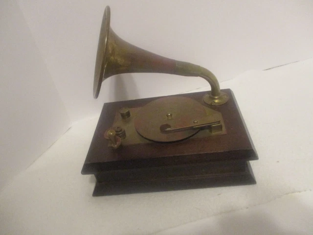 Antique Brass Miniature Phonofgaph for parts or Repair (not working)