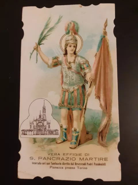 1900 San Pancrazio Martire Pianezza Torino Grande E Raro Santino Cartonato