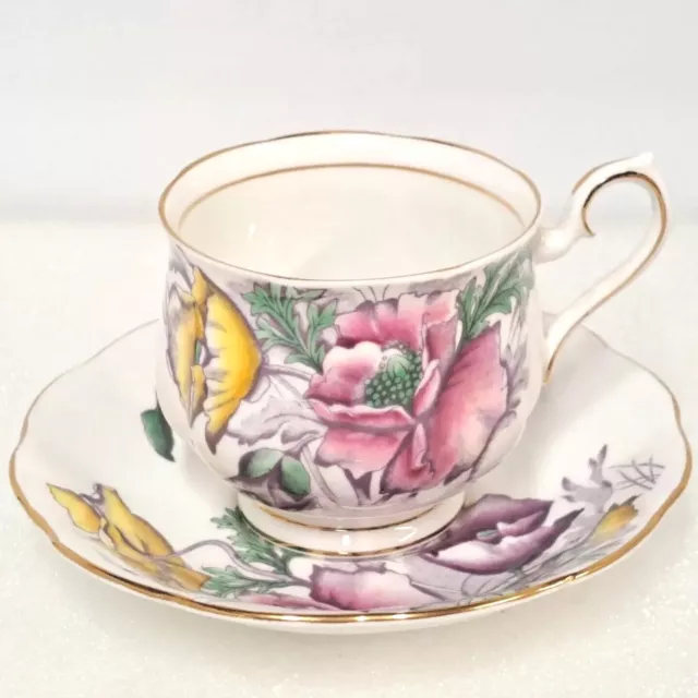 Royal Albert Flower Of The Month Poppy No 8 Bone China Tea Cup & Saucer England