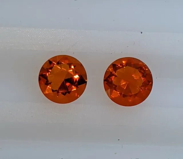 441 Fire Opal matching rounds faceted Stones Queretaro Mexico Old Material
