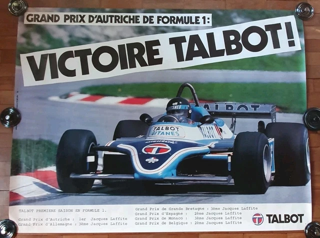 Poster Affiche d'époque de 1977 Jacques Laffite Ligier Gitanes - Livres Poster Affiche d'époque de 1977 Jacques Laffite Ligier Gitanes - Livres