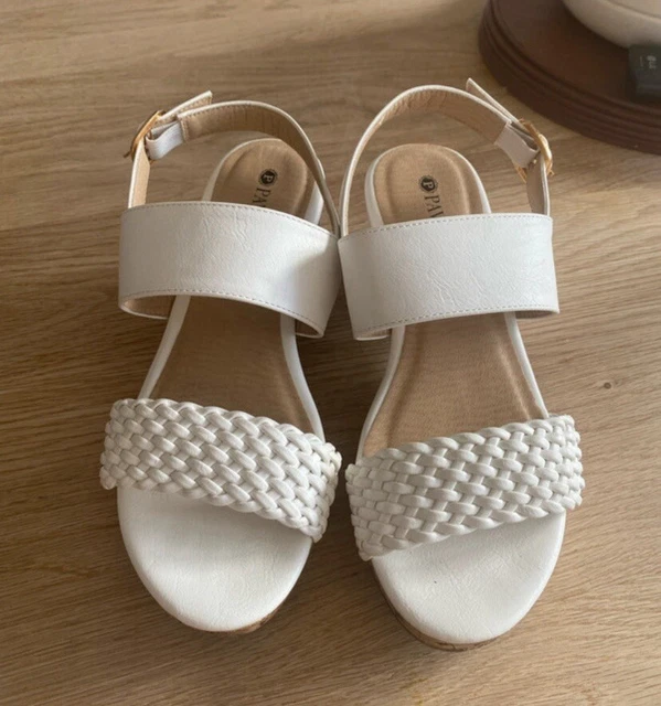 PAVERS KINLOCH WHITE Wedge Sandals Size 6 6.00 PicClick UK