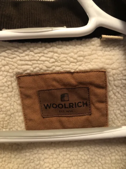 WOOLRICH JACKET MENS Large Brown Sherpa Lined Canvas Work Chore Barn ...