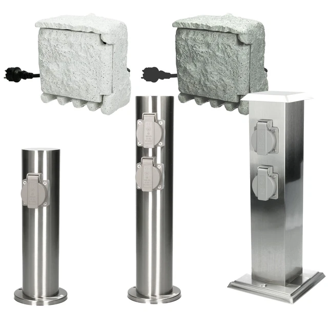 Borne jardin electrique bloc 4 prises source de courant prise pierre exterieure